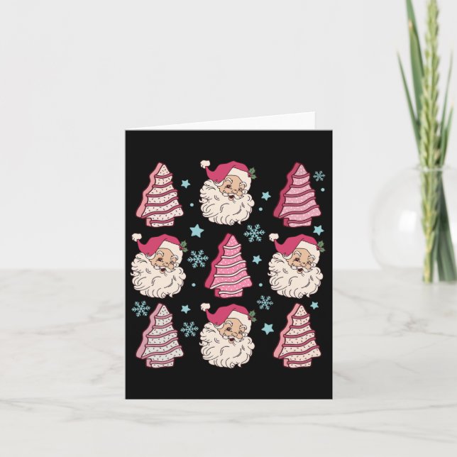 Tarjeta Coquette Christmas Tree Cake Santa Claus Pink Chri (Anverso)