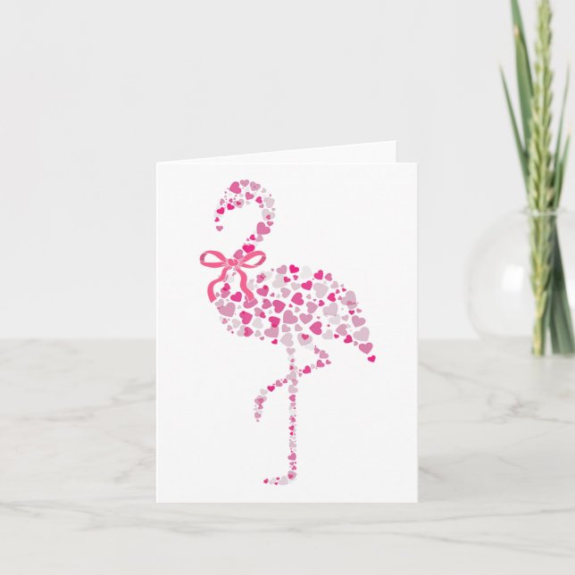 Tarjeta Coquette Flamingo Día de San Valentín Rosa Cute Co (Anverso)