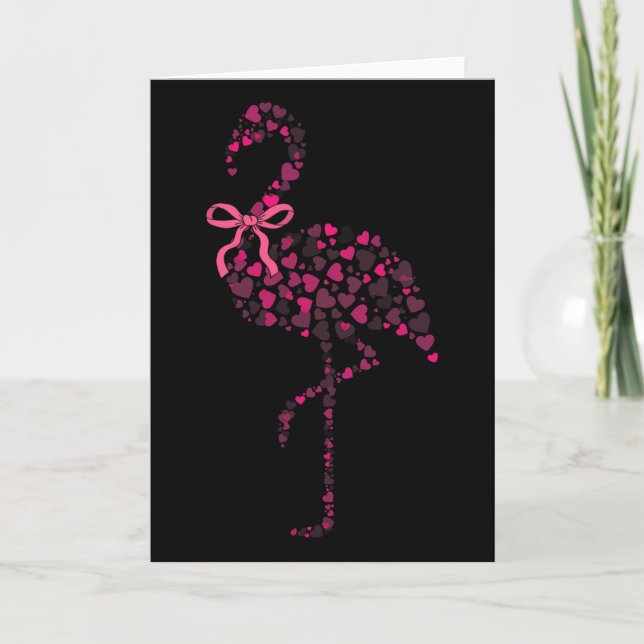Tarjeta Coquette Flamingo Heart Cute Pink Valentine's Day  (Anverso)