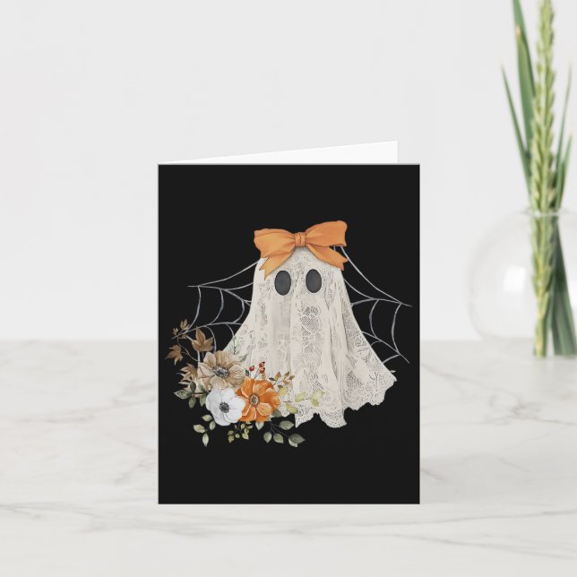 Tarjeta Coquette Ghost Halloween Flower Ghost Spookone Lac (Anverso)