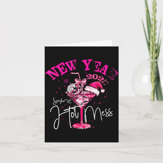 Tarjeta Coquette New Year Same Hot Mess 2025 Funny New Yea (Anverso)