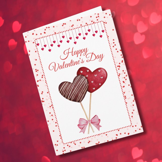 Tarjeta Coquette rosa Bow & Lollipop,El día de San Valentí (Subido por el creador)
