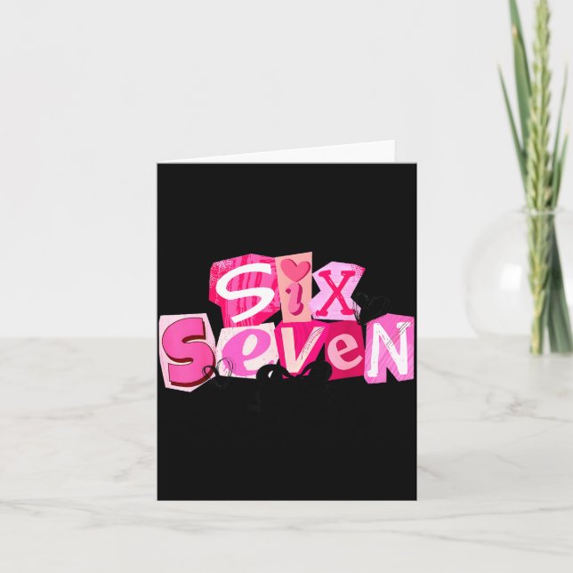 Tarjeta Coquette Six Seven Valentine Funny Saying 67 Meme  (Anverso)