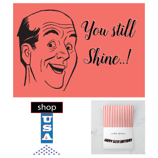 Tarjeta Coral de cabeza brillante retro calvo 50 cumpleaño