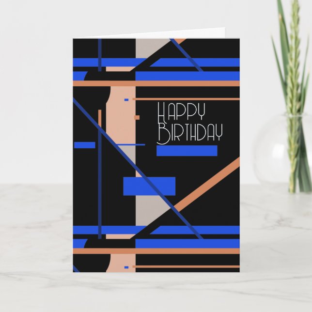 Tarjeta Coral Gray Royal Blue White Cumpleaños (Anverso)