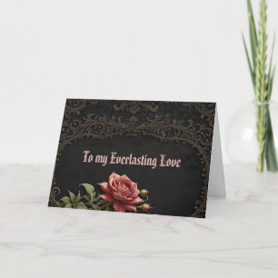 Tarjeta Coral Rose en un marco gris Cumpleaños