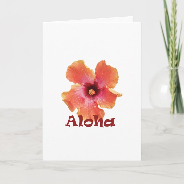 Tarjeta coralina de la hawaiana del hibisco (Anverso)
