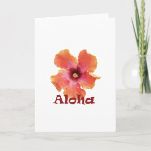 Tarjeta coralina de la hawaiana del hibisco