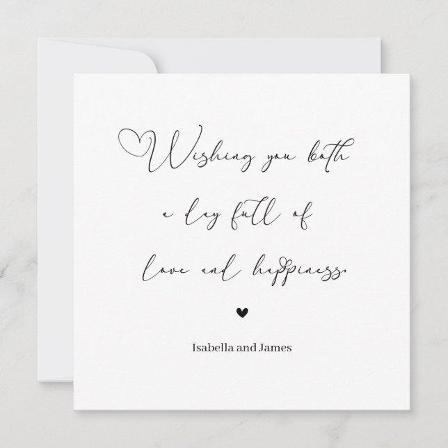 Tarjeta Corazón Adornado Amor y Felicidad Boda  (Anverso)