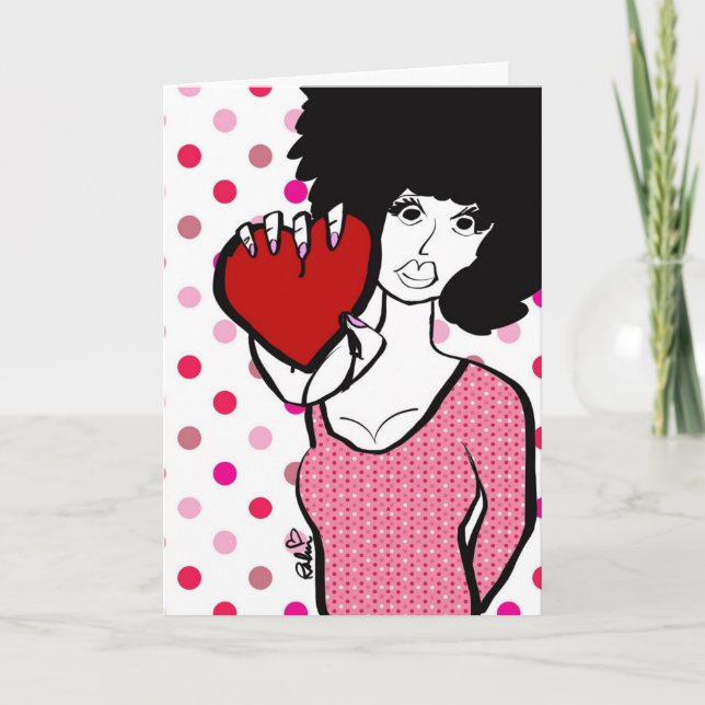 Tarjeta Corazón Afro San Valentín (Anverso)