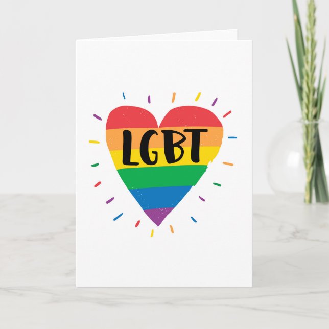 Tarjeta Corazón arcoiris LGBT (Anverso)