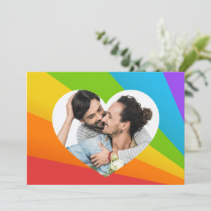 Tarjeta Corazón Arcoíris Pareja Gay Foto Personalizada Rom