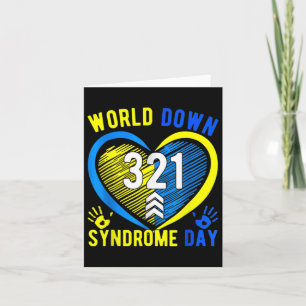 Tarjeta Corazón Azul Amarillo 21 Conciencia del Síndrome d