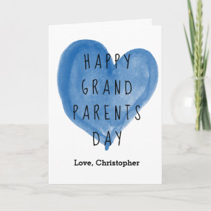 Tarjeta Corazón Azul Feliz Día de los Abuelos del Nieto