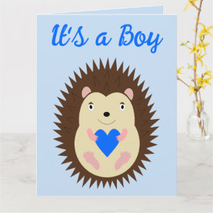 Tarjeta Corazón Azul Niño Erizo Personalizado