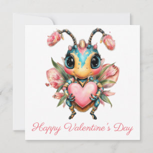 Tarjeta Corazón caprichoso de insecto del Día de San Valen