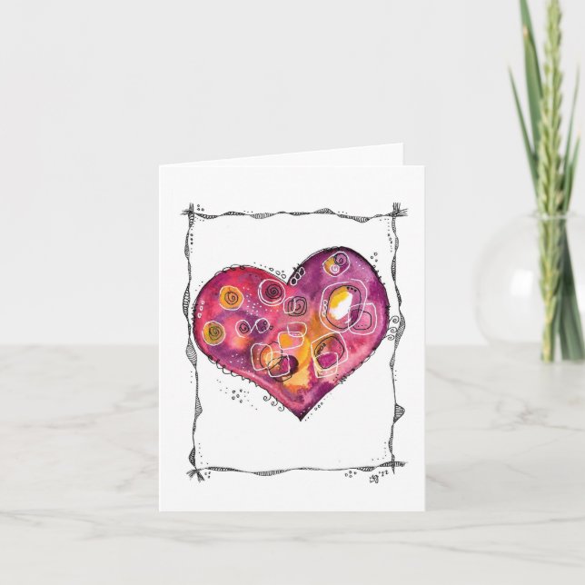 Tarjeta Corazón caprichoso Doodle (Anverso)