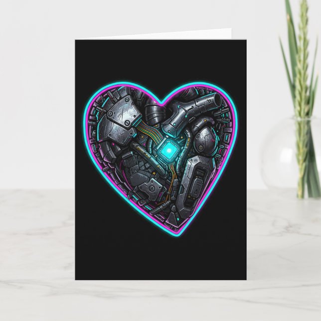 Tarjeta Corazón ciberpunk Pulso de San Valentín  (Anverso)