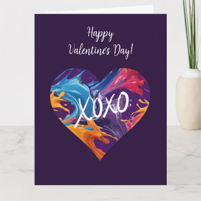 Tarjeta Corazón colorido XOXO-Púrpura- (Anverso)
