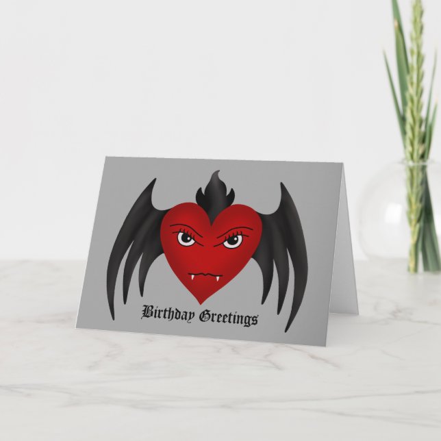 Tarjeta Corazón con alas gótico lindo del vampiro toda la (Anverso)