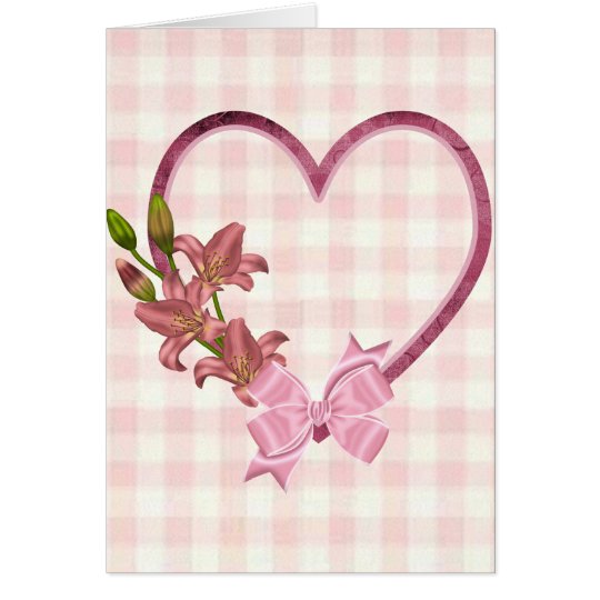 Tarjeta Corazón con el arreglo floral