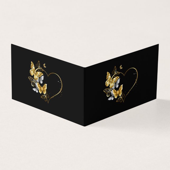 Tarjeta Corazón con mariposas doradas (Exterior)