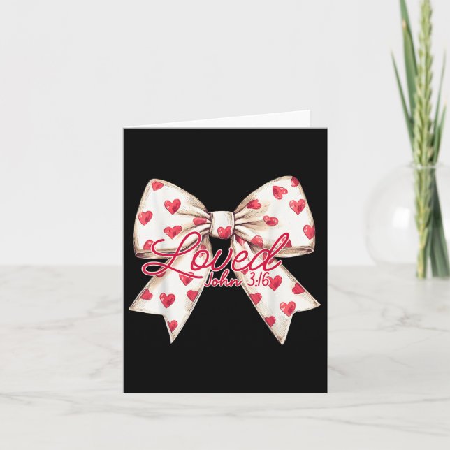 Tarjeta Corazón Coqueta Lazo Cristiano Valentines Amado Jo (Anverso)