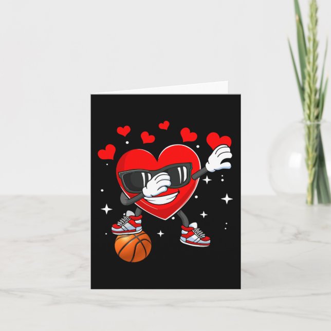 Tarjeta Corazón Dab Baile Con Balón De Baloncesto Valentin (Anverso)