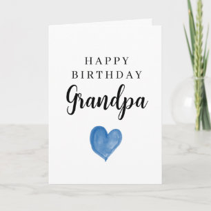 Tarjeta Corazón de Acuarela Azul Feliz Cumpleaños Abuelo