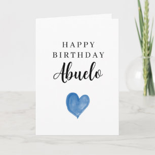 Tarjeta Corazón de Acuarela Azul Feliz Cumpleaños Abuelo