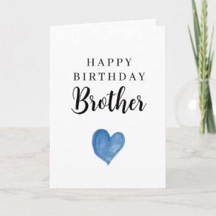 Tarjeta Corazón de Acuarela Azul Feliz Cumpleaños Hermano