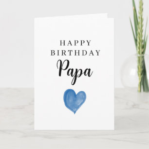 Tarjeta Corazón de Acuarela Azul Feliz Cumpleaños Papá