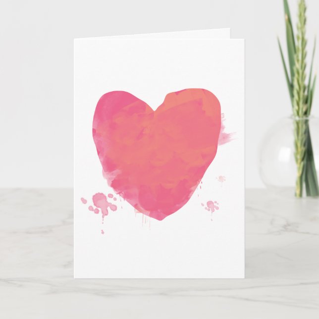 Tarjeta Corazón de acuarela rosa (Anverso)