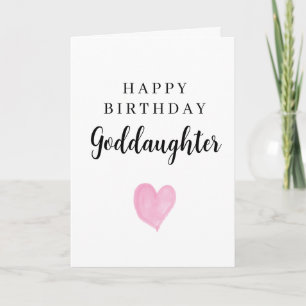 Tarjeta Corazón de Acuarela Rosa Feliz Cumpleaños Ahijada
