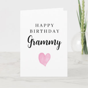Tarjeta Corazón de Acuarela Rosa Feliz Cumpleaños Grammy