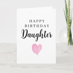 Tarjeta Corazón de Acuarela Rosa Feliz Cumpleaños Hija
