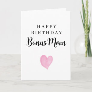 Tarjeta Corazón de Acuarela Rosa Feliz Cumpleaños Madrastr