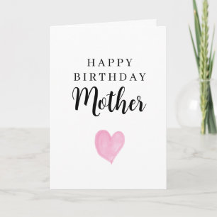 Tarjeta Corazón de Acuarela Rosa Feliz Cumpleaños Madre