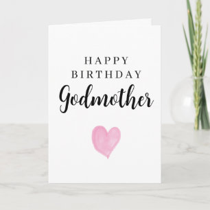 Tarjeta Corazón de Acuarela Rosa Feliz Cumpleaños Madrina