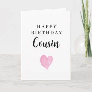 Tarjeta Corazón de Acuarela Rosa Feliz Cumpleaños Primo