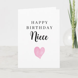 Tarjeta Corazón de Acuarela Rosa Feliz Cumpleaños Sobrina