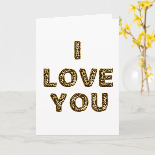 Tarjeta Corazón de amor con estampado de leopardo dorado (flor amarilla)