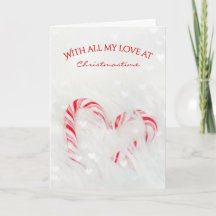 Corazón de amor de bastón de caramelo de Navidad