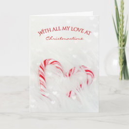 Tarjeta Corazón de amor de bastón de caramelo de Navidad