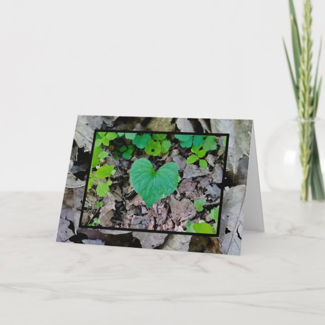 Tarjeta Corazón de amor de hoja (en blanco dentro) (Anverso)