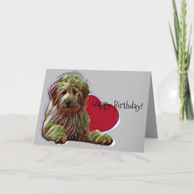 Tarjeta Corazón de amor digital Apricot Goldendoodle (Anverso)