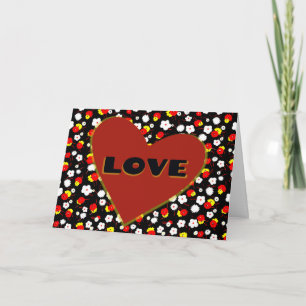 Tarjeta Corazón de amor floral divertido en rojo día de Sa