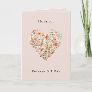 Tarjeta Corazón de Amor Floral Melocotón Bonito