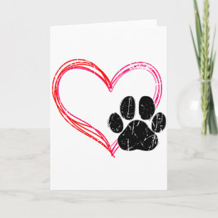 Tarjeta Corazón de amor gato perro huella, regalos para ma