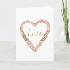 Tarjeta Corazón de amor para Purpurina de oro rosado de Ru